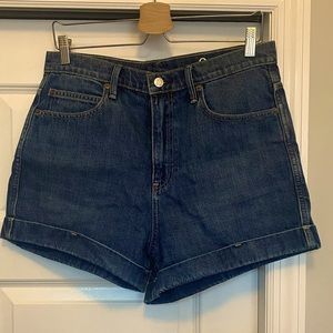 GAP high rise cuffed shorts, medium wash blue denim, size 31 Tall